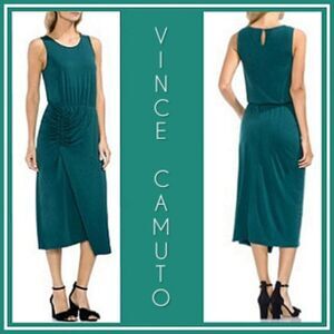 Vince Camuto Verdant Green Ruched Midi Dress